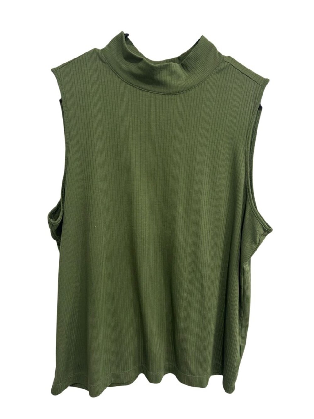 Time And Tru XXL Green Ribbed Mock Neck Sleeveless Top Modern Organic Minimalist